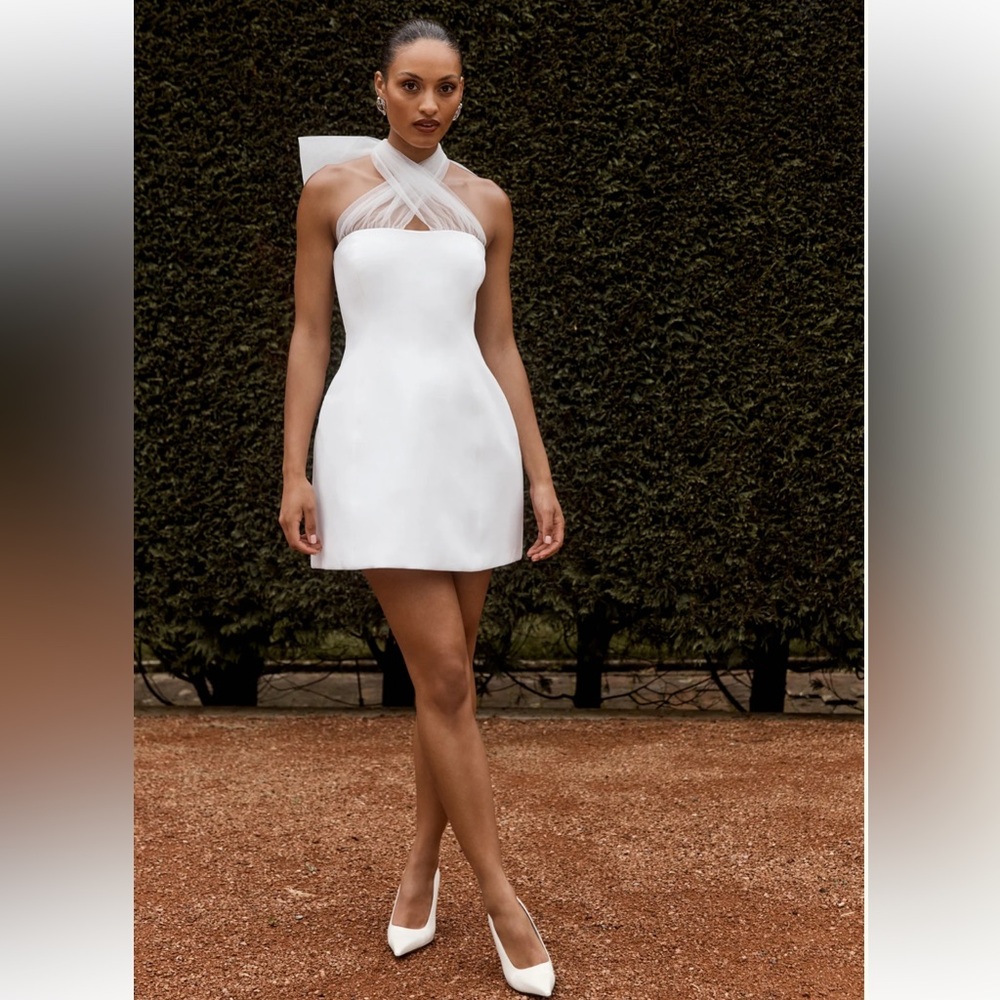 Maryam Tulle Bow Mini Dress - White